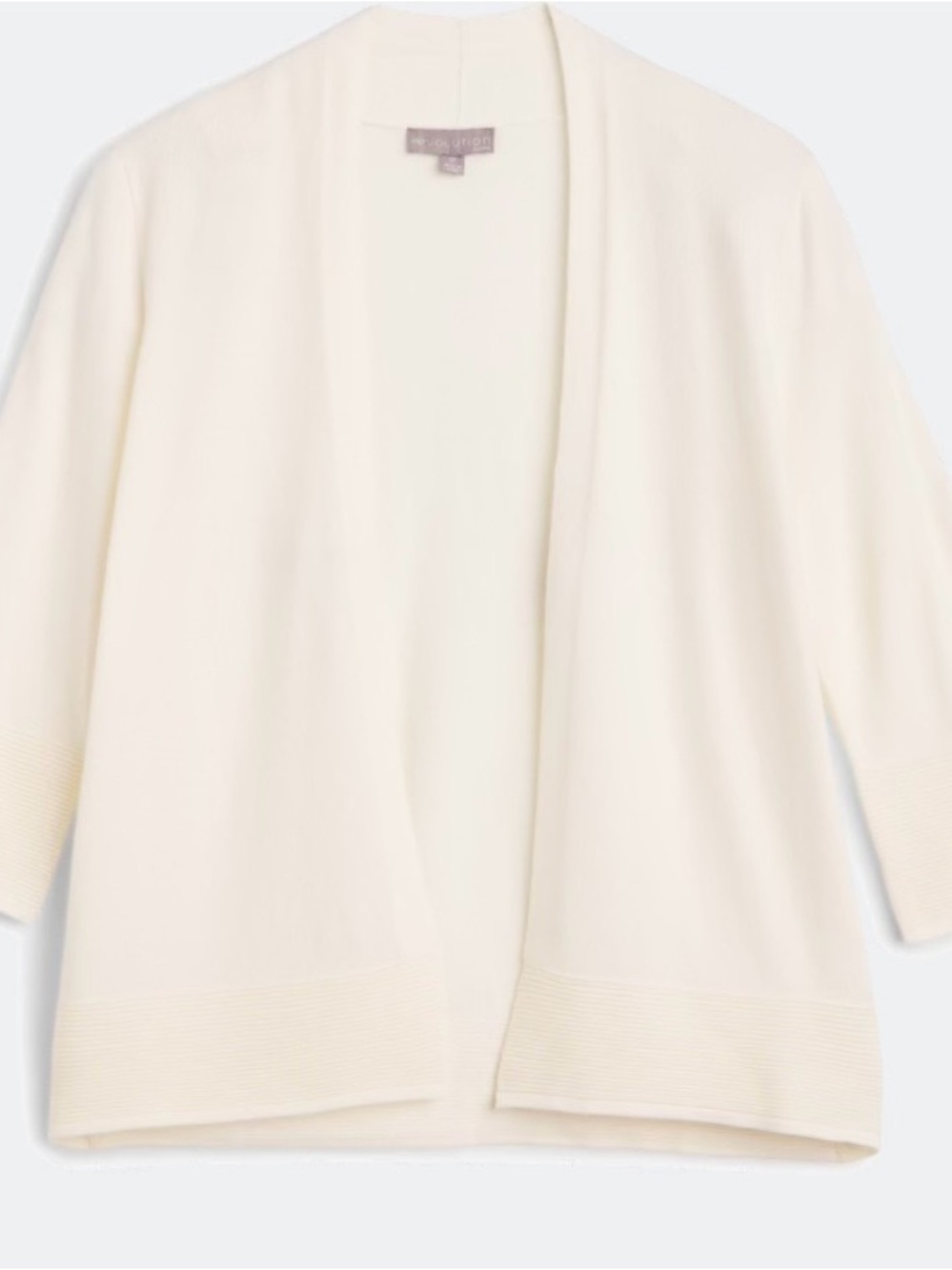 Women’s Ivory 3/4 sleeve open front cardigan. Medium M Evolution by Cyrus Cream